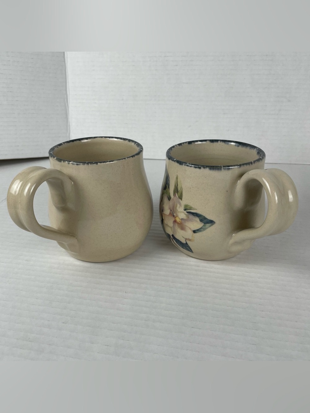 Vintage Home & Garden Party Stoneware Magnolia 4pc Set Cups Cream Sugar Canister - Picture 5 of 16
